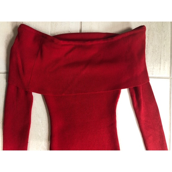 Off the shoulder red sweater dress - Picture 2 of 3